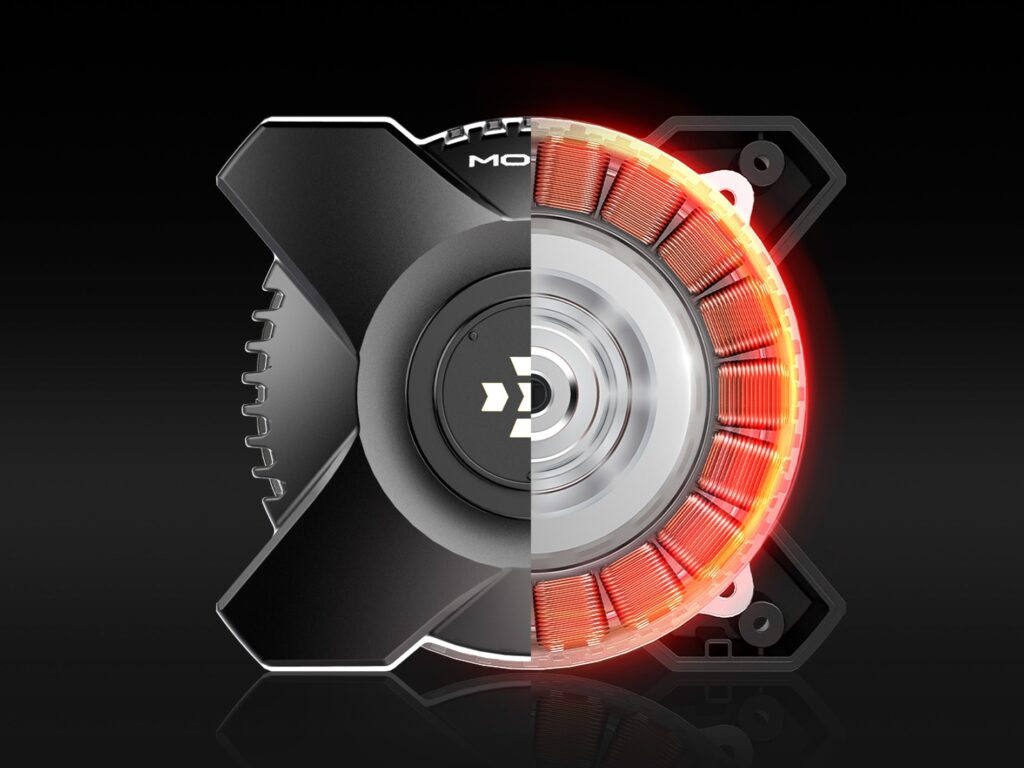Section view of Moza R3 Wheel Base spinning